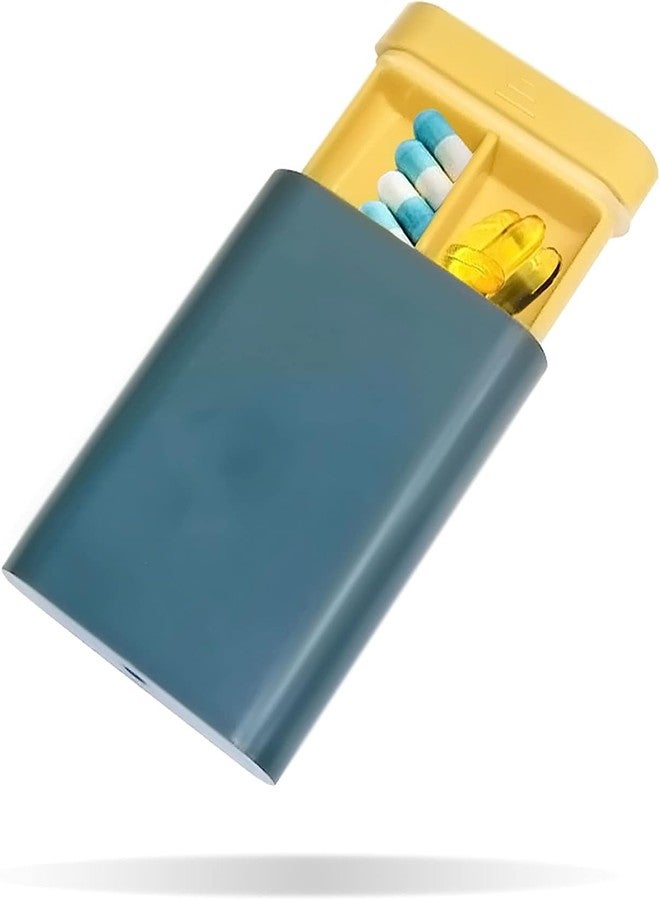 Cazuela Pill Organiser Pill Storage Box Travel Medicine Box with 6 Compartments for Travel, Pocket, Purse, Daily Use, Portable Medicine Vitamin Holder Container (Blue) - Image 1